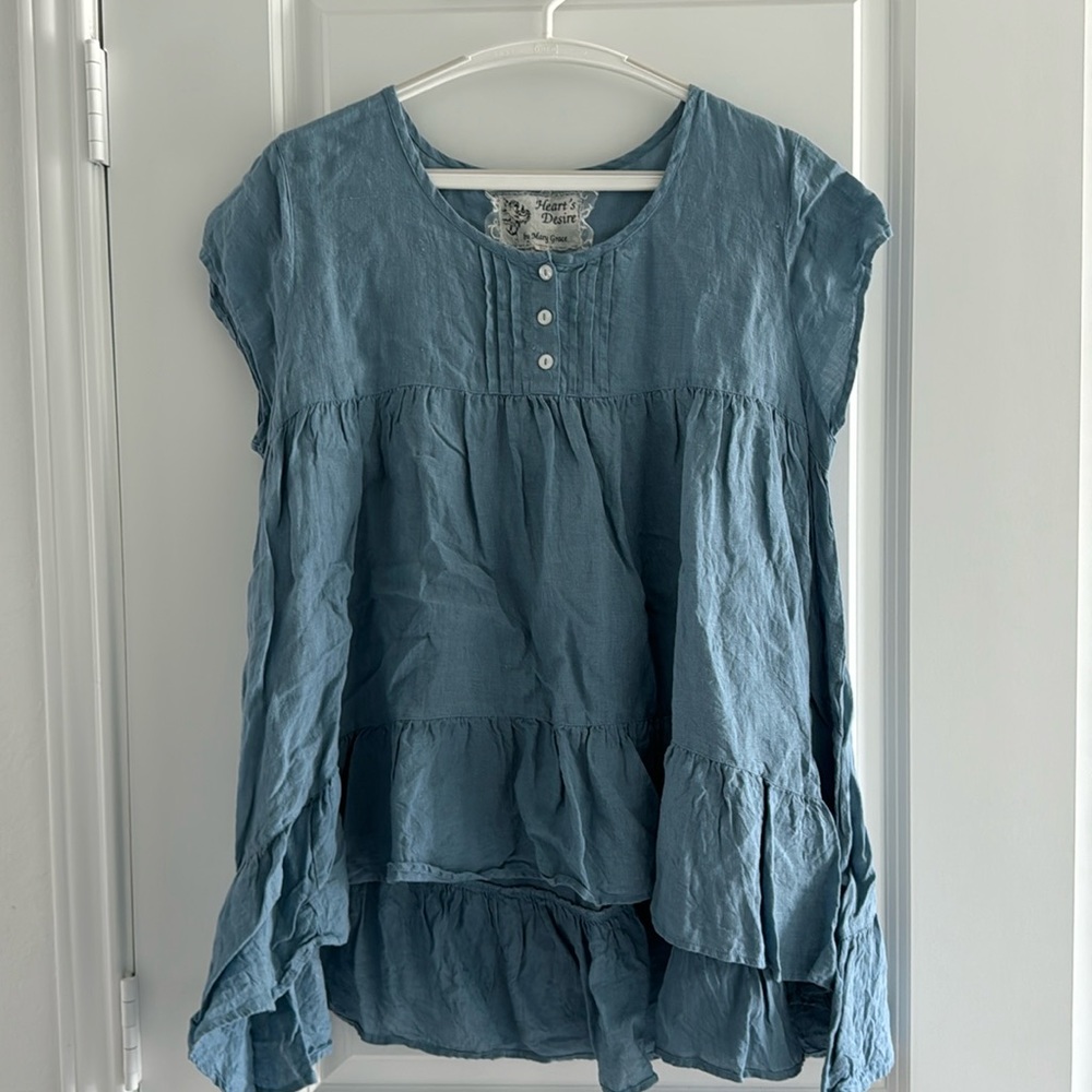 Hearts Desire Linen Button Babydoll Top